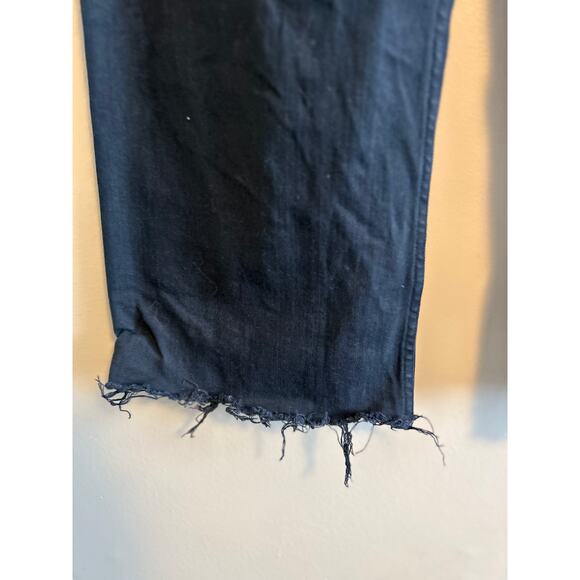 Miou Muse Wide Leg Jeans Medium Black Raw Hem High Rise Patch Pocket - Picture 3 of 6